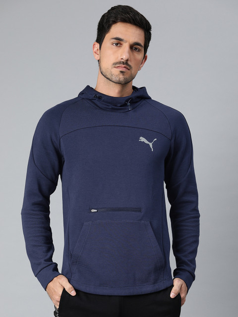 

Puma Men Navy Blue Solid Evostripe Hoody Sweatshirt