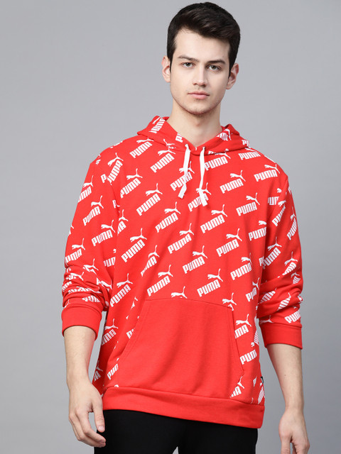 

Puma Men Red & White Brand Logo Print Amplified TR High Risk Hooded Sweatshirt