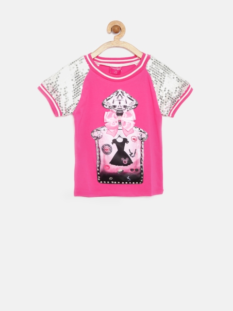 

Tiny Girl Pink & White Embellished Printed Top