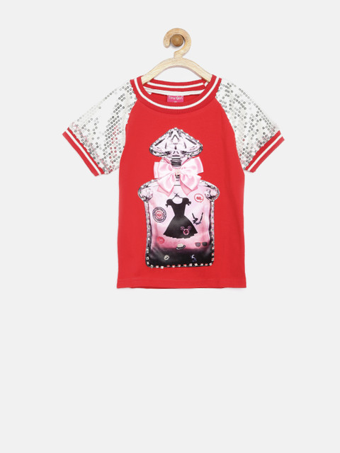 

Tiny Girl Red & White Embellished Printed Top