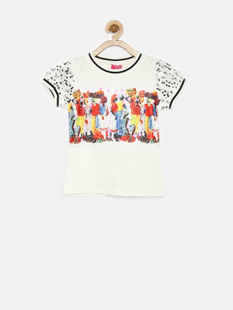 

Tiny Girl Off-White Embellished Printed Top