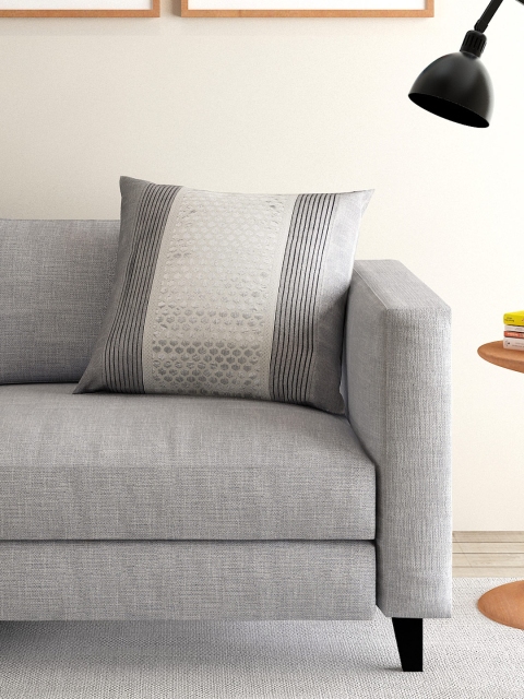 

ANS Grey Single Brocade 16'' x 16'' Square Cushion Cover