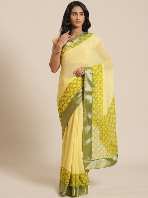 

Vipul Yellow & Green Printed Saree