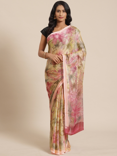 

Vipul Beige & Pink Floral Printed Saree