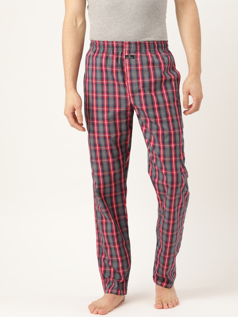 

Hancock Men Charcoal Grey & Red Checked Comfort Fit Lounge Pants