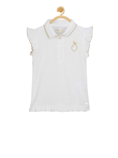 

Cherry Crumble Girls White Solid Shirt Style Top