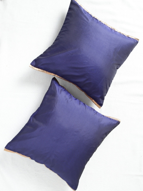 

ANS Navy Set of 2 16'' x 16'' Square Cushion Covers, Navy blue