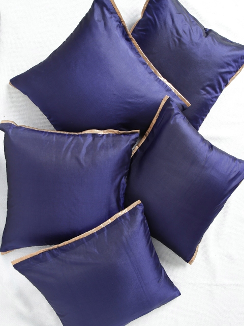 

ANS Navy Set of 5 16'' x 16'' Square Cushion Covers, Navy blue