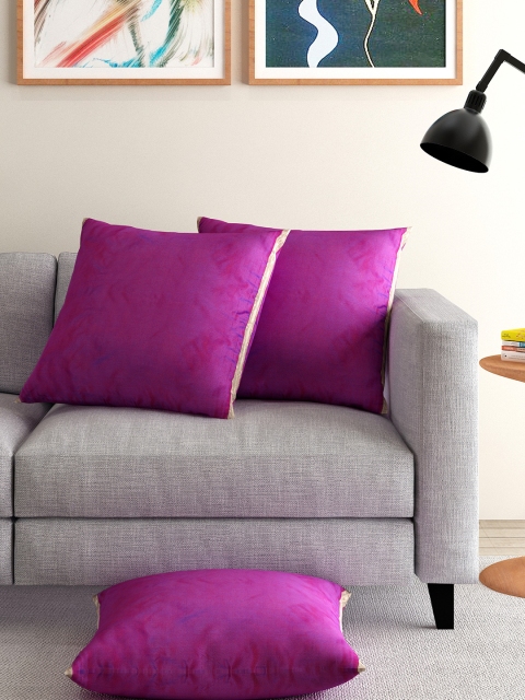 ANS Purple Dual-Toned Set of 3 16'' x 16'' Square Cushion Covers