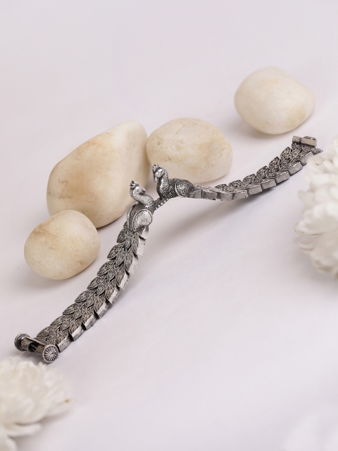 

Priyaasi Silver-Plated German-Silver Oxidised Handcrafted Wraparound Bracelet