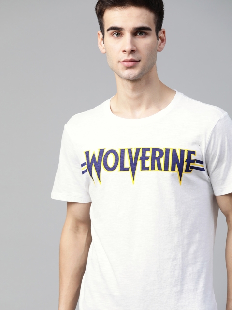 

Kook N Keech Marvel Men White Blue Typography Printed Pure Cotton T-shirt