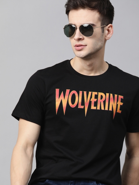 

Kook N Keech Marvel Men Black & Peach-Coloured Wolverine Printed T-shirt