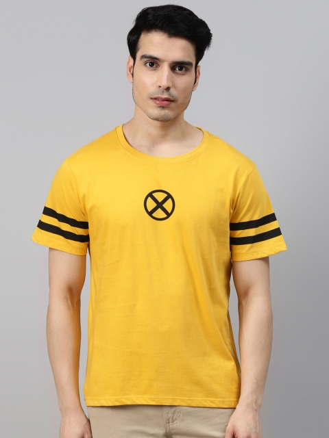 

Kook N Keech Marvel Men Mustard Yellow Printed Pure Cotton T-shirt