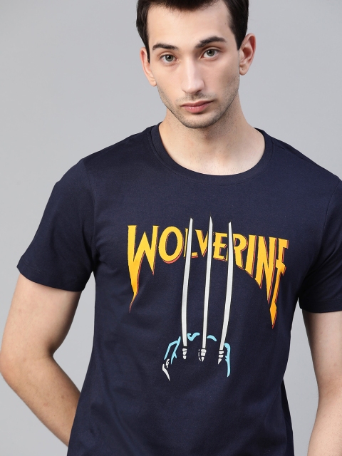 

Kook N Keech Marvel Men Navy Pure Cotton Wolverine Print Pure Cotton T-shirt, Navy blue