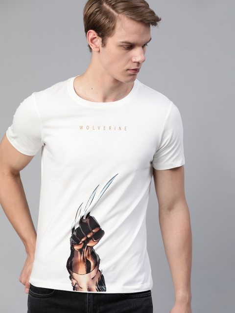 

Kook N Keech Marvel Men White & Brown Printed Pure Cotton T-shirt