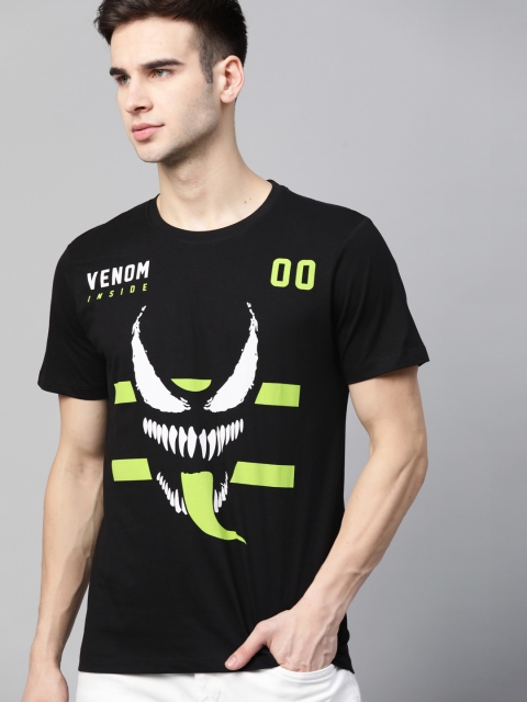 

Kook N Keech Marvel Men Black & Fluorescent Green Venom Printed T-shirt