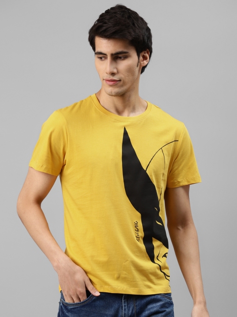 

Kook N Keech Marvel Men Mustard Yellow Printed Pure Cotton T-shirt