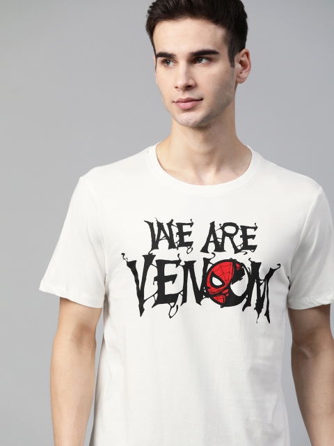 

Kook N Keech Marvel Men White & Black Typography Pure Cotton T-shirt