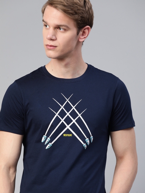 

Kook N Keech Marvel Men Navy Blue & White Printed Pure Cotton T-shirt