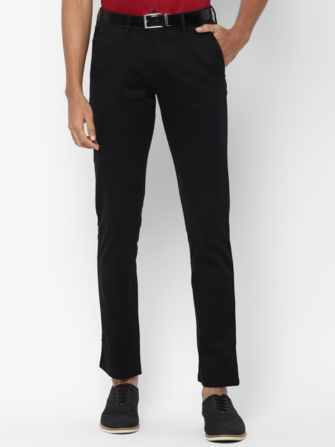 

Allen Solly Men Black Slim Fit Solid Regular Trousers