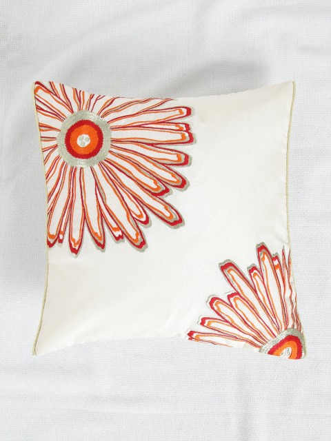 

ANS Off-White Single Embroidered 16'' x 16'' Square Cushion Cover
