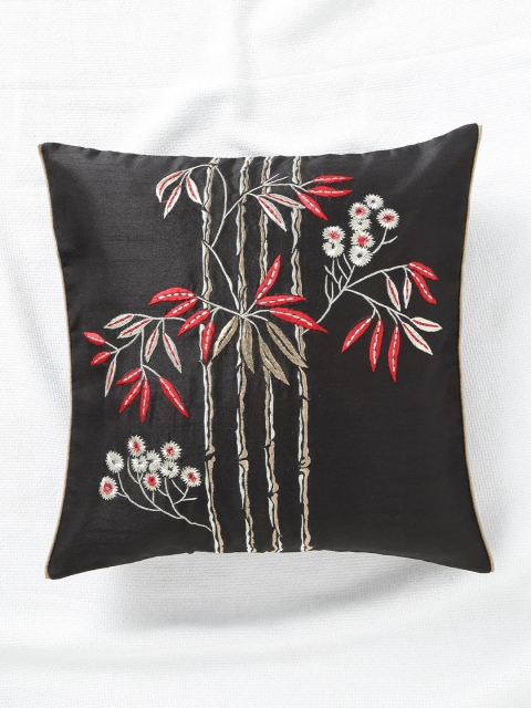 

ANS Black Single Embroidered 16'' x 16'' Square Cushion Cover