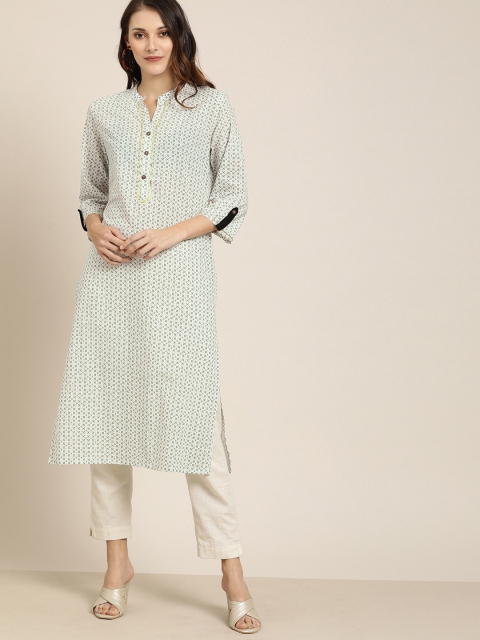 

Moda Rapido Women Off-White & Grey Printed Straight Kurta
