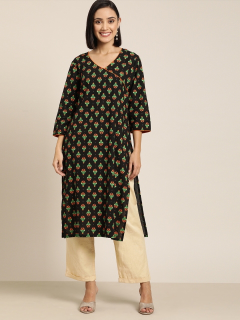 

Moda Rapido Women Black Ethnic Printed Straight Kurta