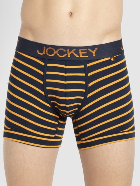 

Jockey Men Navy & Mustard Yellow Striped Trunks FP25-0105-NAG02, Navy blue