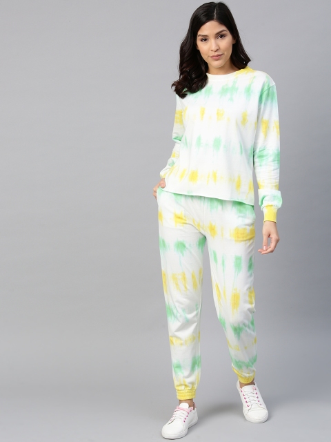 

VividArtsy Women White & Yellow Dyed Tracksuit