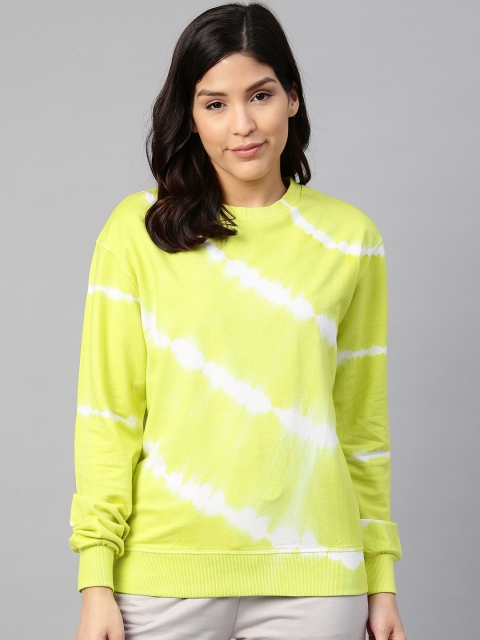 

VividArtsy Women Lime Green & White Tie & Dye Sweatshirt