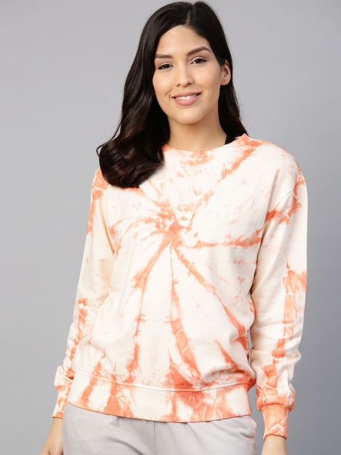 

VividArtsy Women Peach-Coloured & Orange Tie & Dye Sweatshirt