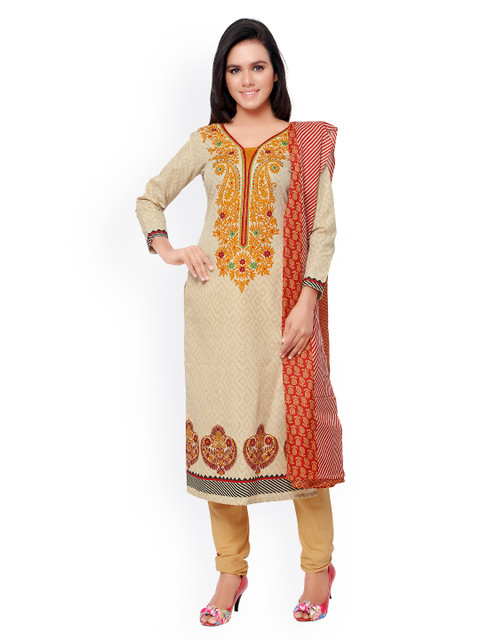

Florence Beige & Red Printed Unstitched Dress Material
