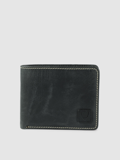 

Hidesign Men Black Self Design Two Fold Wallet