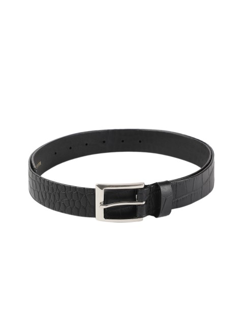 

Hidesign Men Black Textured Leather Belt