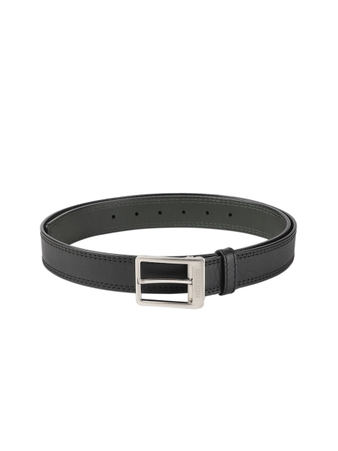 

Hidesign Men Black & Green Solid Reversible Leather Belt