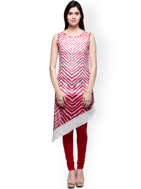 

Laabha White & Red Printed Kurta