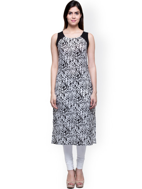 

Laabha Black & White Printed Kurta