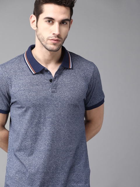 

Roadster Men Navy Blue Solid Polo Collar T-shirt