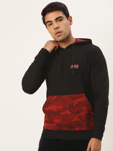 

Proline Active Men Black & Red Camouflage Printed Hooded Sweatshirt