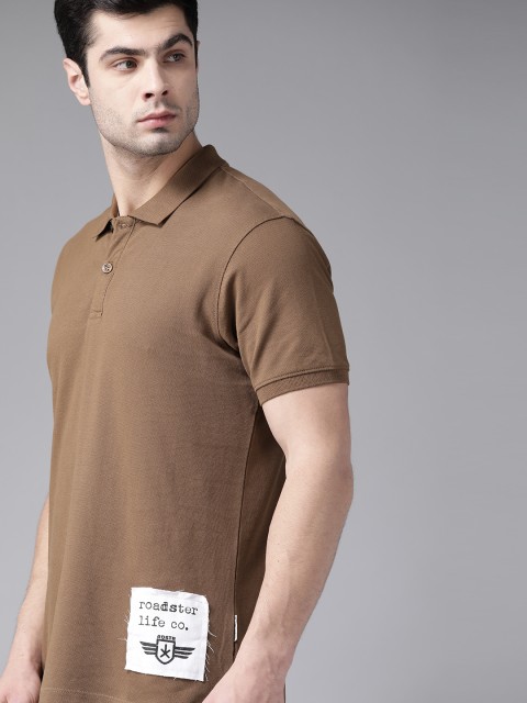 

Roadster Men Brown Solid Polo Collar T-shirt