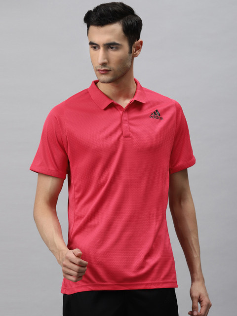 

ADIDAS Men Pink Solid Freelift HEAT.RDY Tennis T-shirt