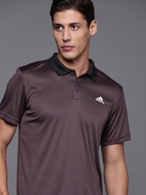 

ADIDAS Men Purple Solid SMU BBD Polo Collar Training or Gym T-shirt