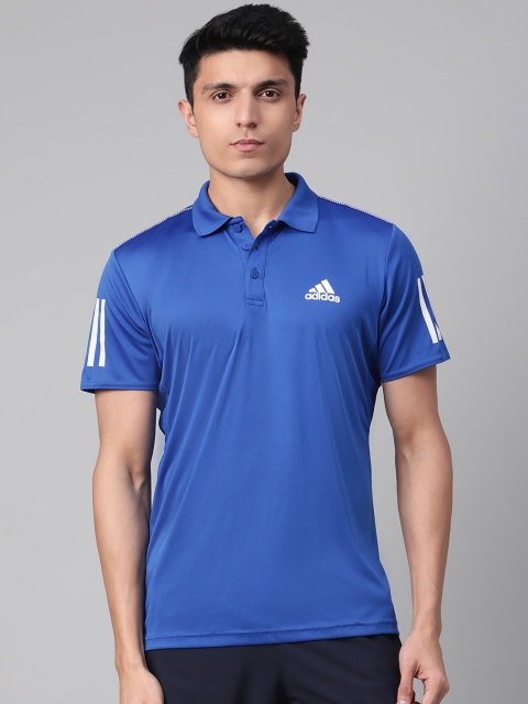 

ADIDAS Men Blue 3 Stripes Club Solid Polo T-shirt