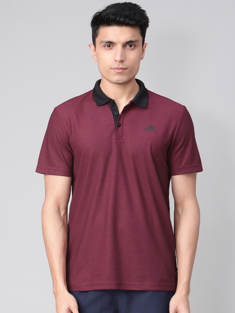 

ADIDAS Men Burgundy F 20 Heathe Solid Polo Collar Training T-Shirt