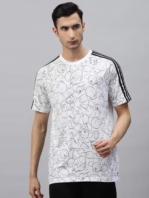 

ADIDAS Men White & Black Pure Cotton Disney Allover Print T-shirt