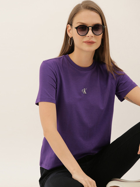 

Calvin Klein Jeans Women Violet Solid Round Neck T-shirt