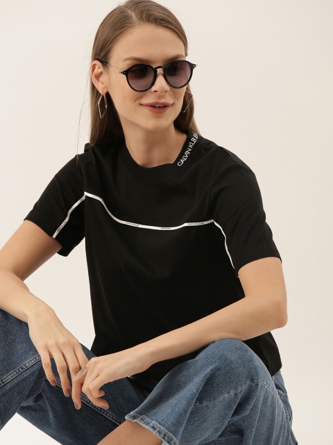 

Calvin Klein Jeans Women Black Solid Round Neck T-shirt