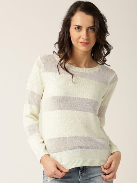 

DressBerry Off-White Sheer Sweater