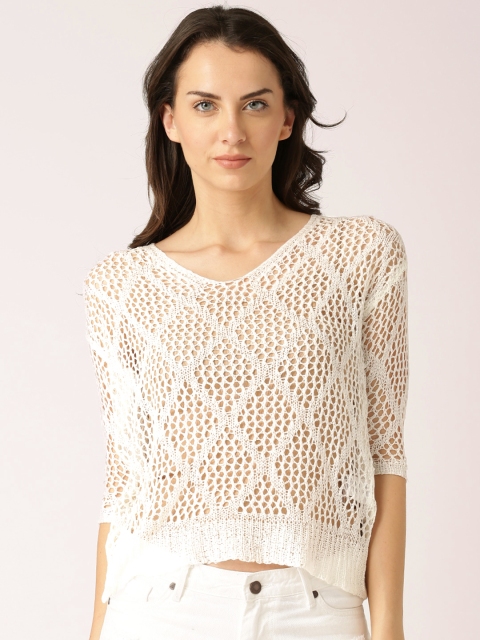 

DressBerry Off-White Loose-Knit Top